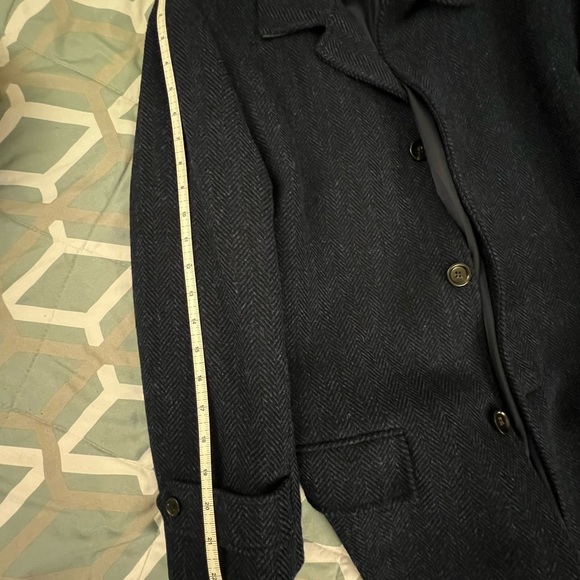 J.Crew Ludlow Oversize Coat Heather Herringbone Wool British Cloth 40S Navy - Picture 9 of 11